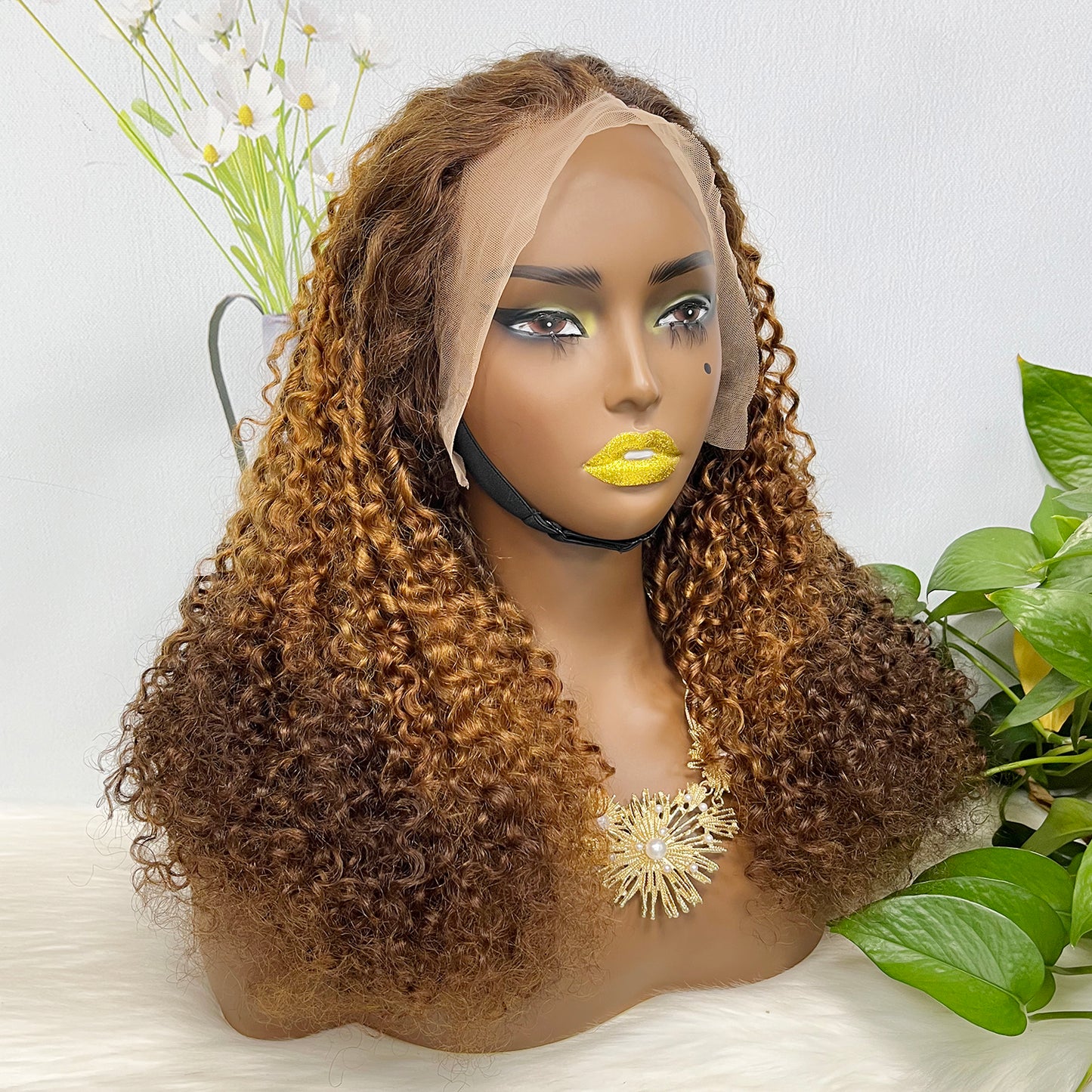 Double Drawn 13x4 Glueless Wig Pixie Curl Natural Human Hair Lace Wigs Ombre Color T4/30/4 250% Density