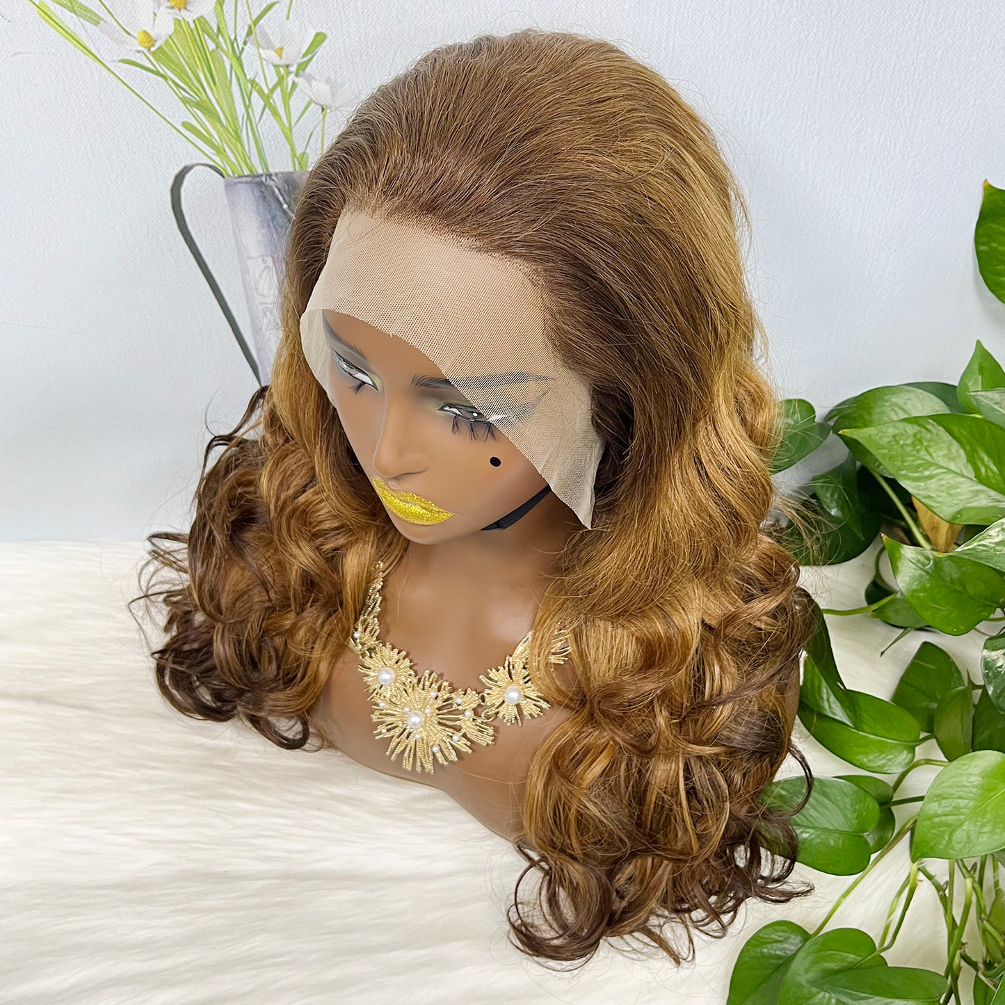Double Drawn 13*4 GluelessLace Wig Romance Curl Natural Human Hair Lace Wigs Ombre Color T4/30/4 20"