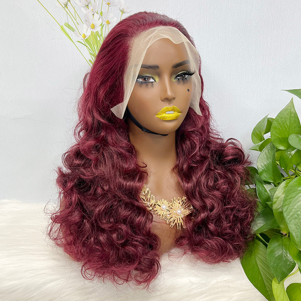DD 13*4 Lace Wig Fumi Natural Human Hair Lace Wigs Color 99J 250% Density