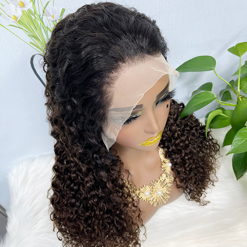 13*4 Lace Wig Water Wave Natural Virgin Human Hair Lace Wigs Color T1B/4# 200% Density