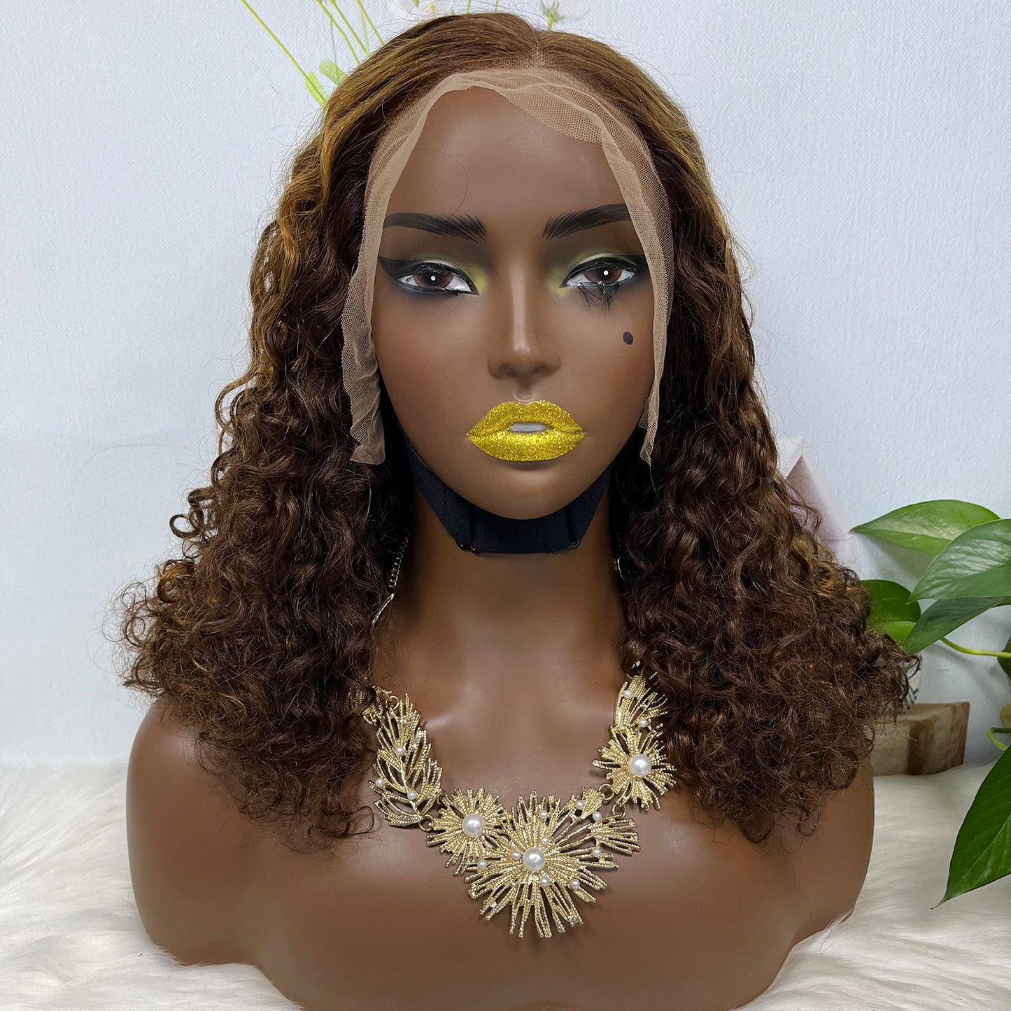 Double Drawn 13*4 Glueless Wig Pissy Curl Natural Human Hair Lace Wig Piano Color P4/30 250% Density