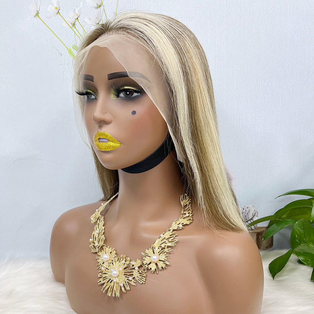 13*4 BoB Wig Perruques droites Couleur P8/613# Densité 200%