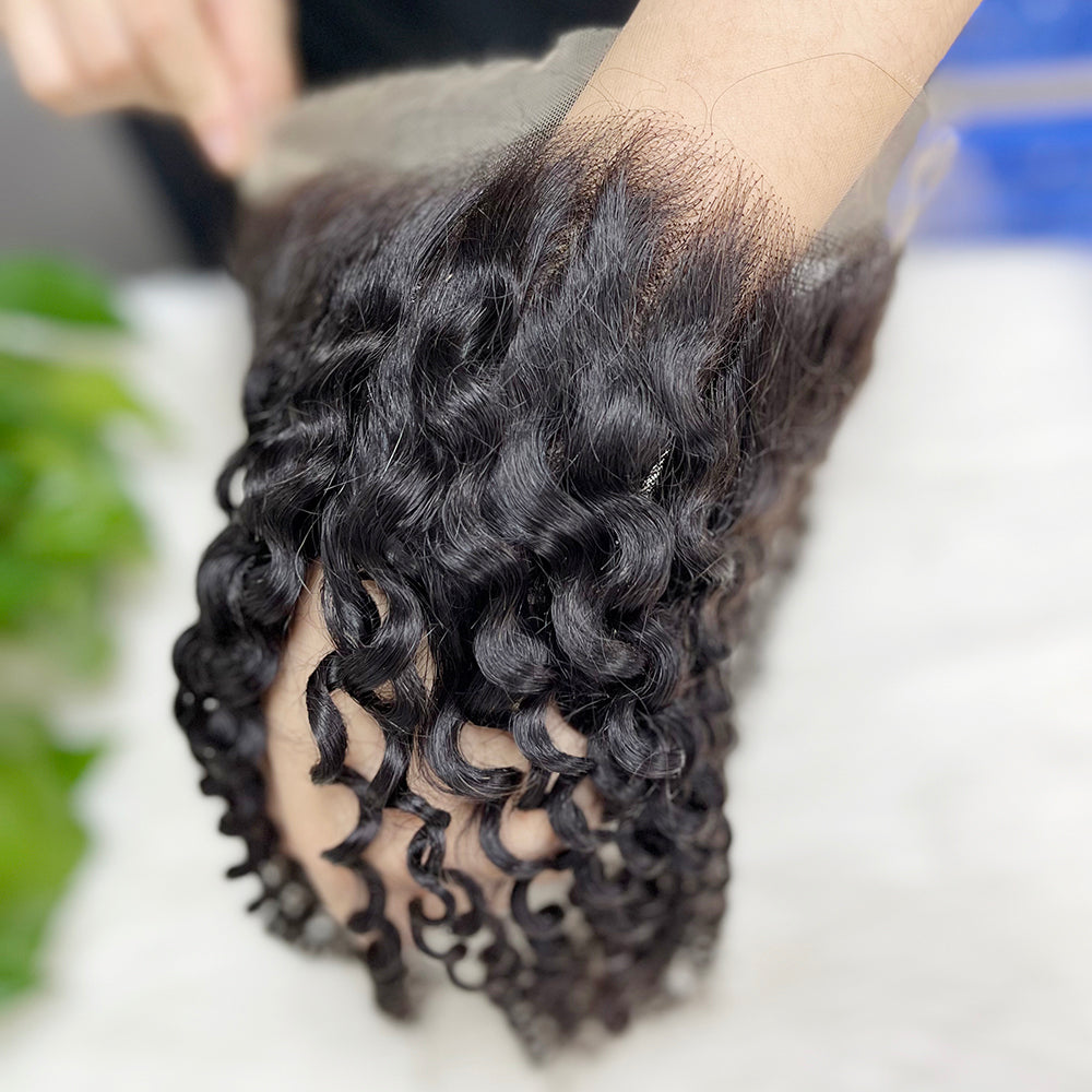 13*4 HD Lace Frontal Jerry Curl 100% Natural Human Hair Natural Color 10"-26"