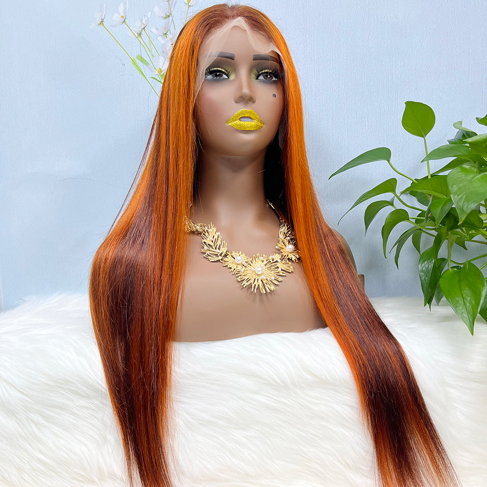 13*4 Lace Wig Straight Natural Virgin Human Hair Lace Wigs Color P4/350# 200% Density