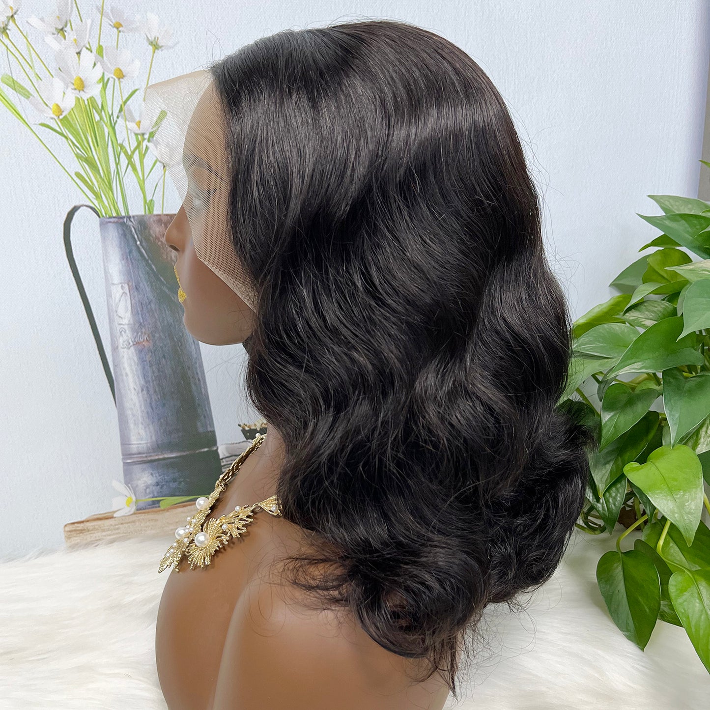 Double Drawn 13*4 Lace Wig Loose Body Wave Natural Human Hair Lace Wigs Natural Color 20"