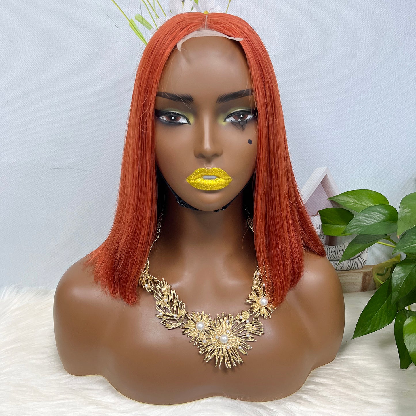 Super Double Drawn 2*6 Lace Bob Wig Human Hair Lace Wig Color 350# Straight