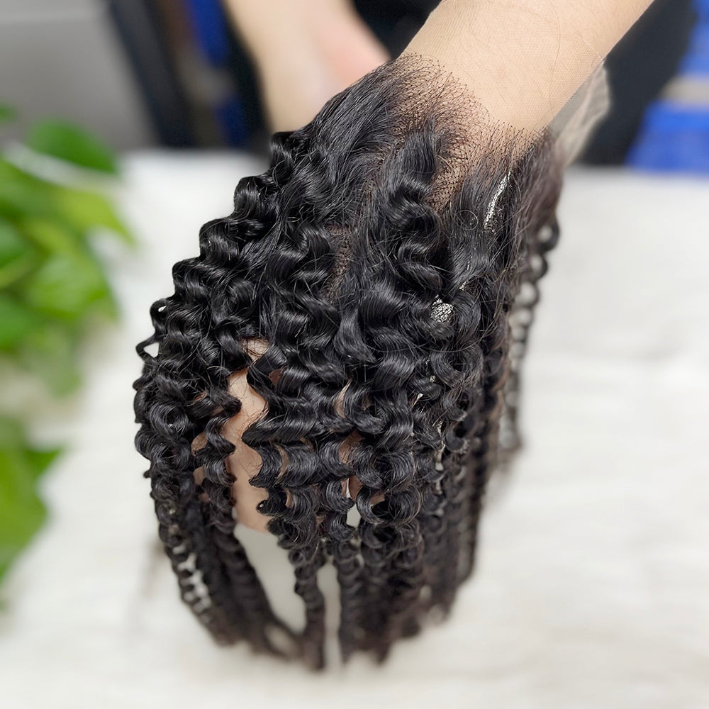 13*4 HD Lace Frontal Kinky Curl 100% Natural Human Hair Natural Color 12"-26"