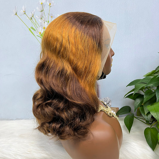 Double Drawn 13*4 Lace Wig Loose Body Wave Natural Human Hair Lace Wigs Ombre Color T4/30/4
