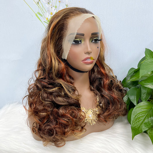 Double Drawn 13*4 Lace Wig Loose Wave Natural Human Hair Lace Wig Color P4/30/350# 300% Density