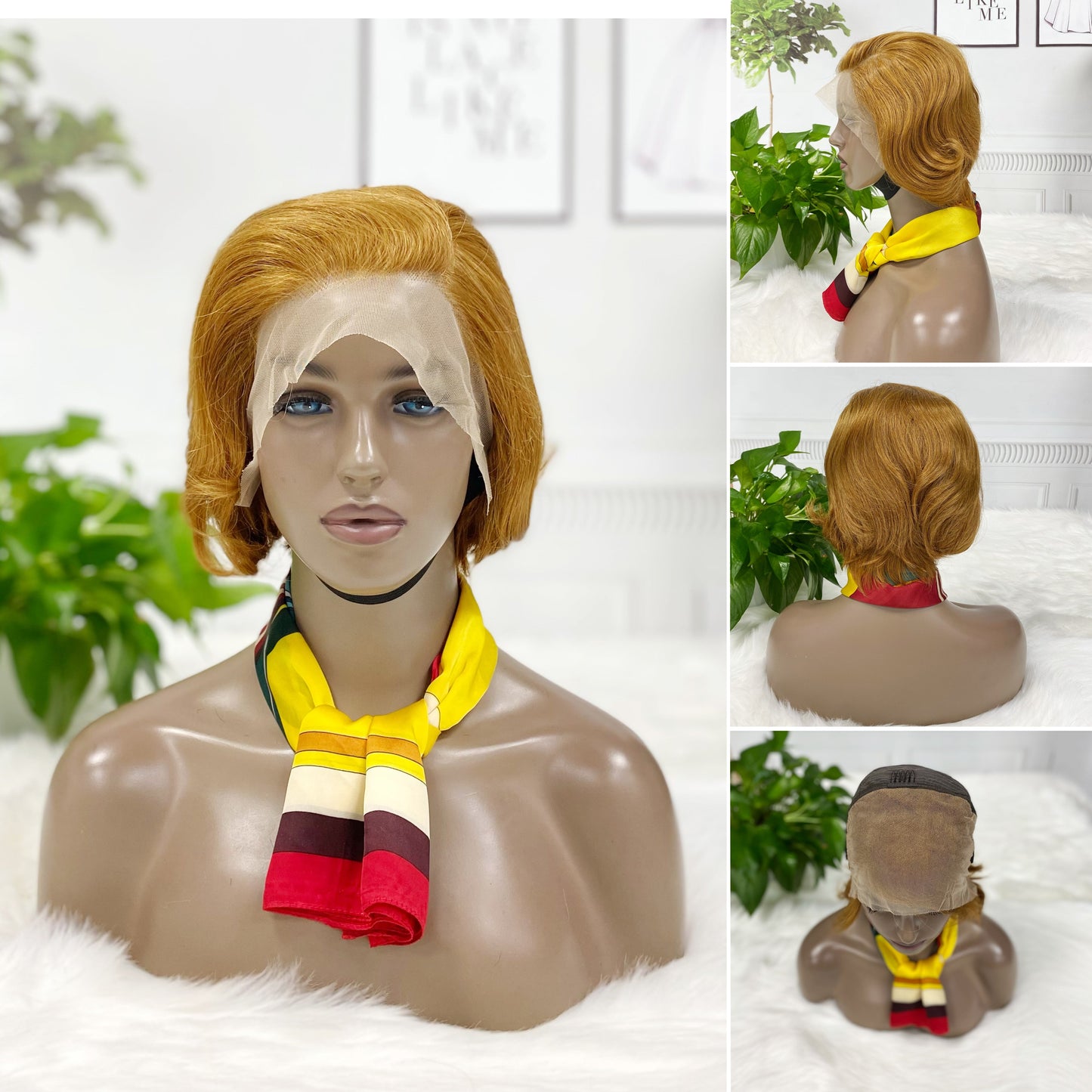13*4 Lace Wig Pixie Cut Natural Virgin Human Hair Lace Wigs Color 4#