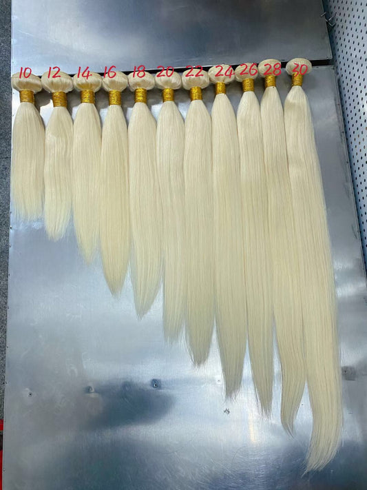 10A Natural Human Hair Bundles Straight Woman Hair Blonde Color 613# 10"-40" 100 grams
