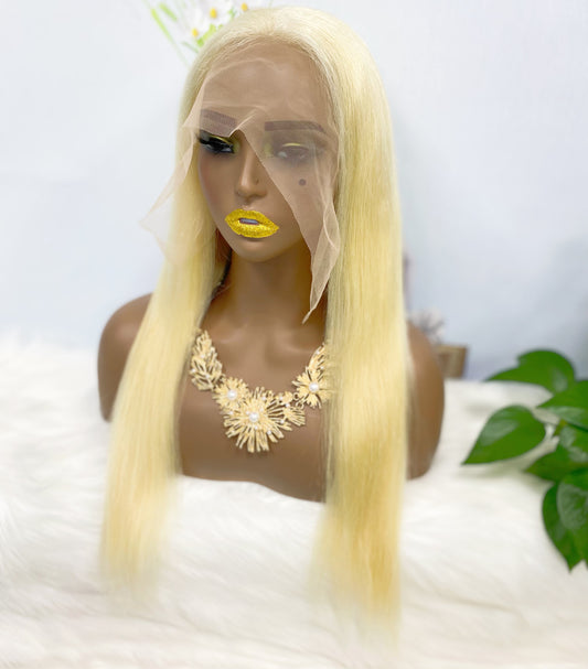 13*4 Lace Wig Straight Natural Human Hair Lace Wigs Color 613# 250% Density