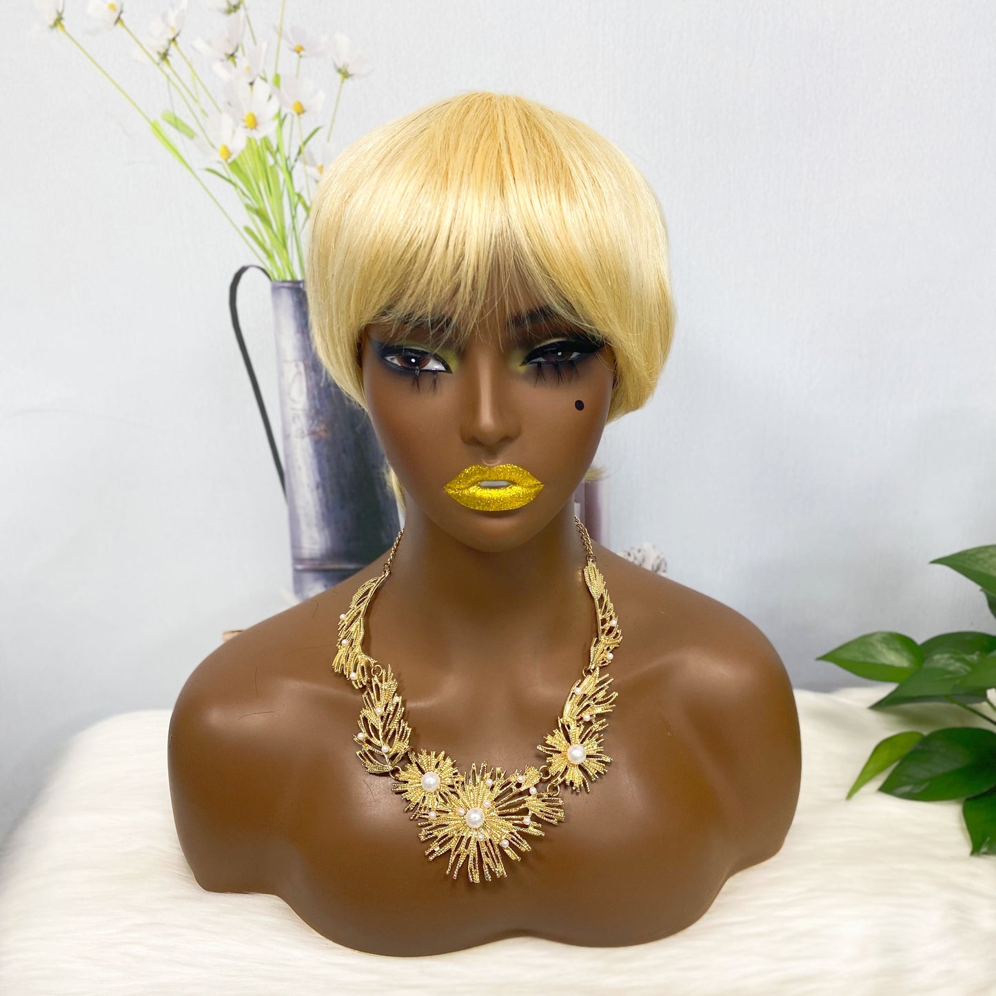 Machine Human Hair Wig Natural Hair Wig 510 Color 613#