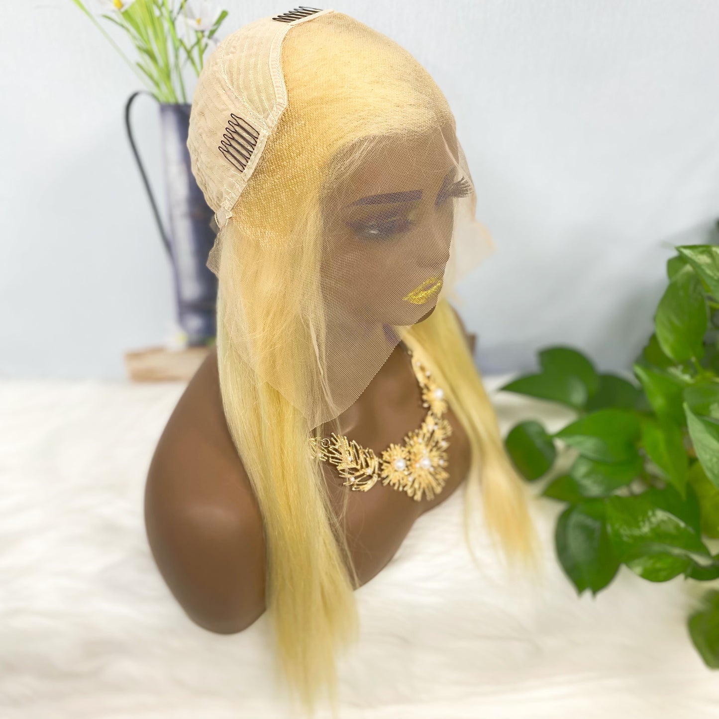 13*4 Lace Wig Straight Natural Human Hair Lace Wigs Color 613# 200% Density