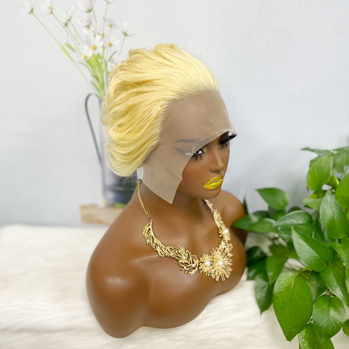 SX255 13*1 perruque de dentelle vague bouclée Monroe couleur de cheveux humains naturels 613 #