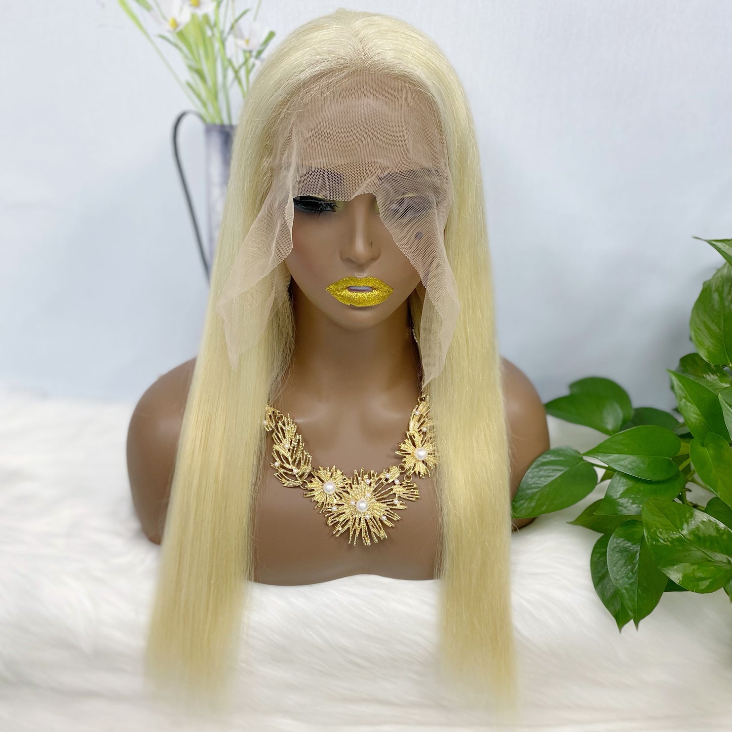 13*4 Lace Wig Straight Natural Human Hair Lace Wigs Color 613# 200% Density