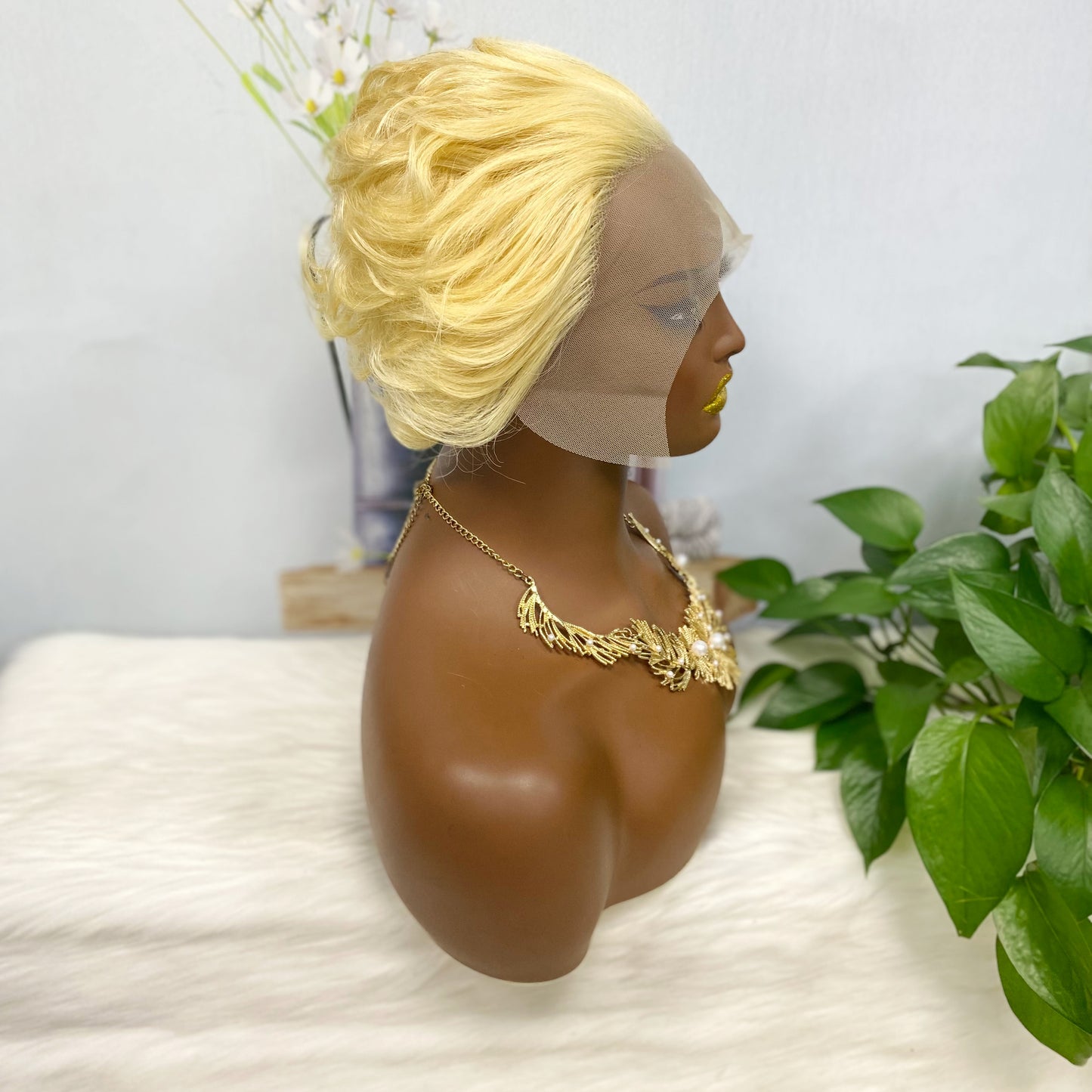 SX255 13*1 perruque de dentelle vague bouclée Monroe couleur de cheveux humains naturels 613 #