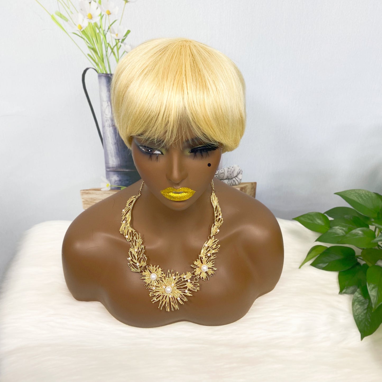 Machine Human Hair Wig Natural Hair Wig 510 Color 613#