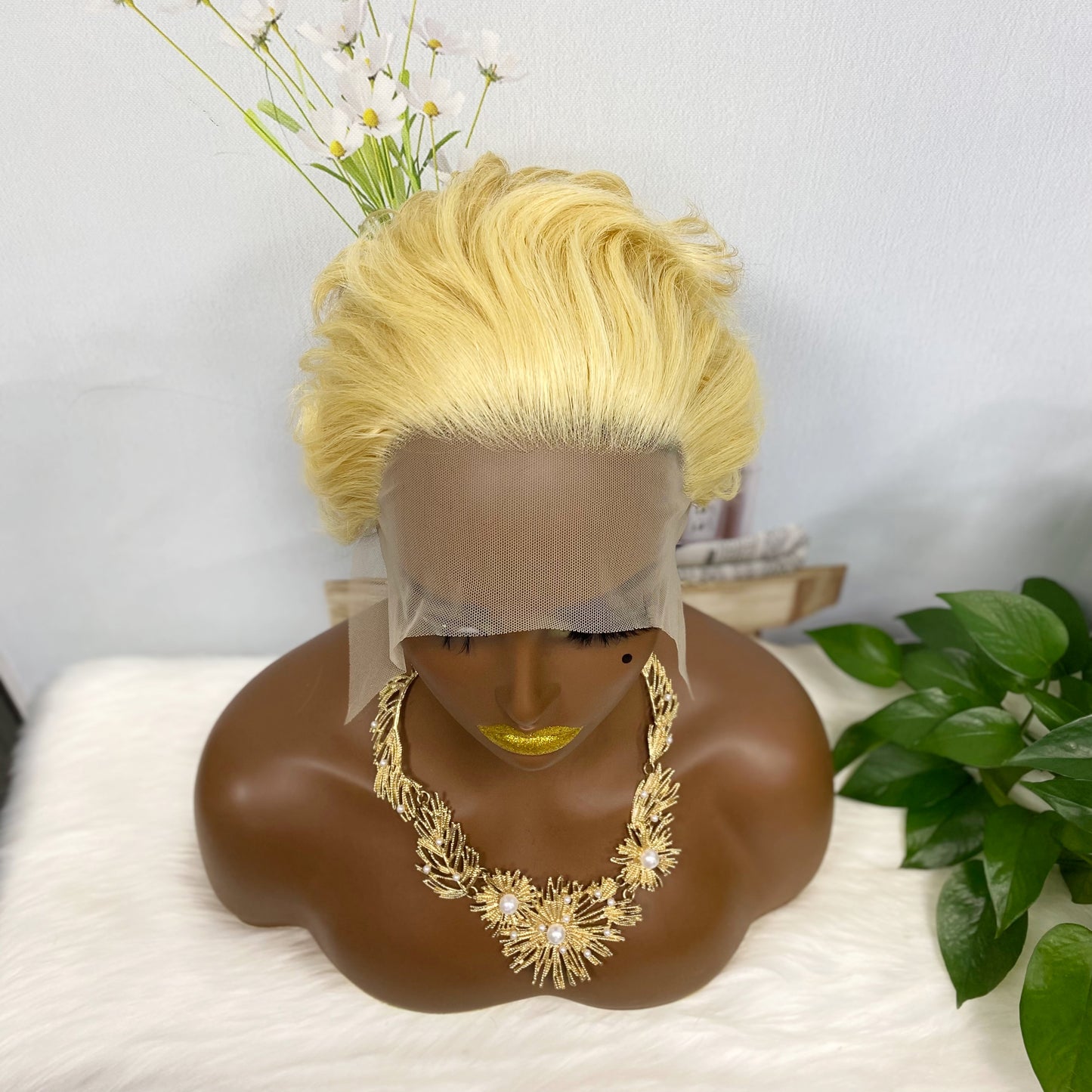 SX255 13*1 perruque de dentelle vague bouclée Monroe couleur de cheveux humains naturels 613 #