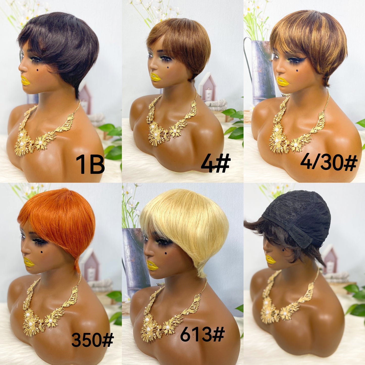 Machine Human Hair Wig Natural Hair Wig 510 Color 350#