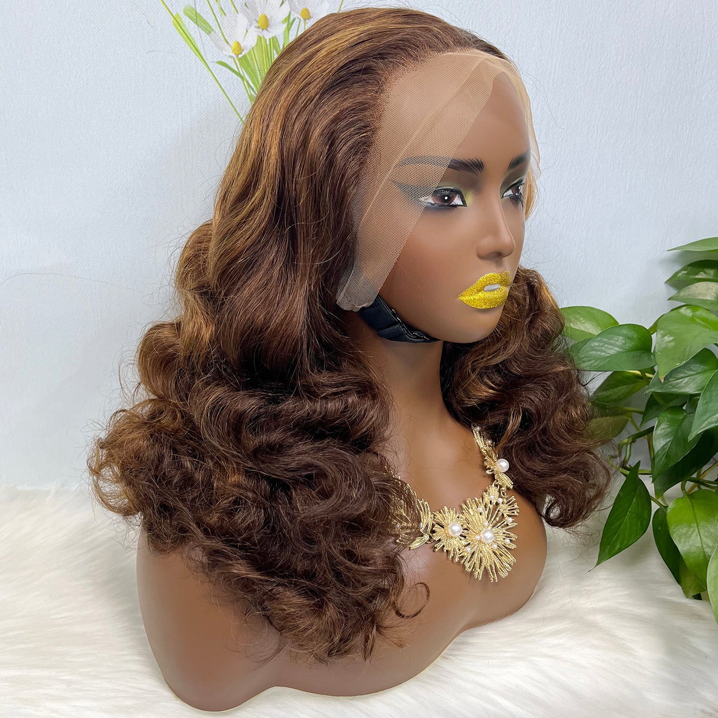 Double Drawn 13*4 Lace Wig Loose Body Wave Natural Human Hair Lace Wigs Piano Color P4/30 20"
