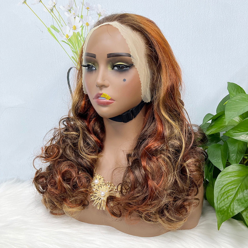 Double Drawn 13*4 Lace Wig Loose Wave Natural Human Hair Lace Wig Color P4/30/350# 300% Density