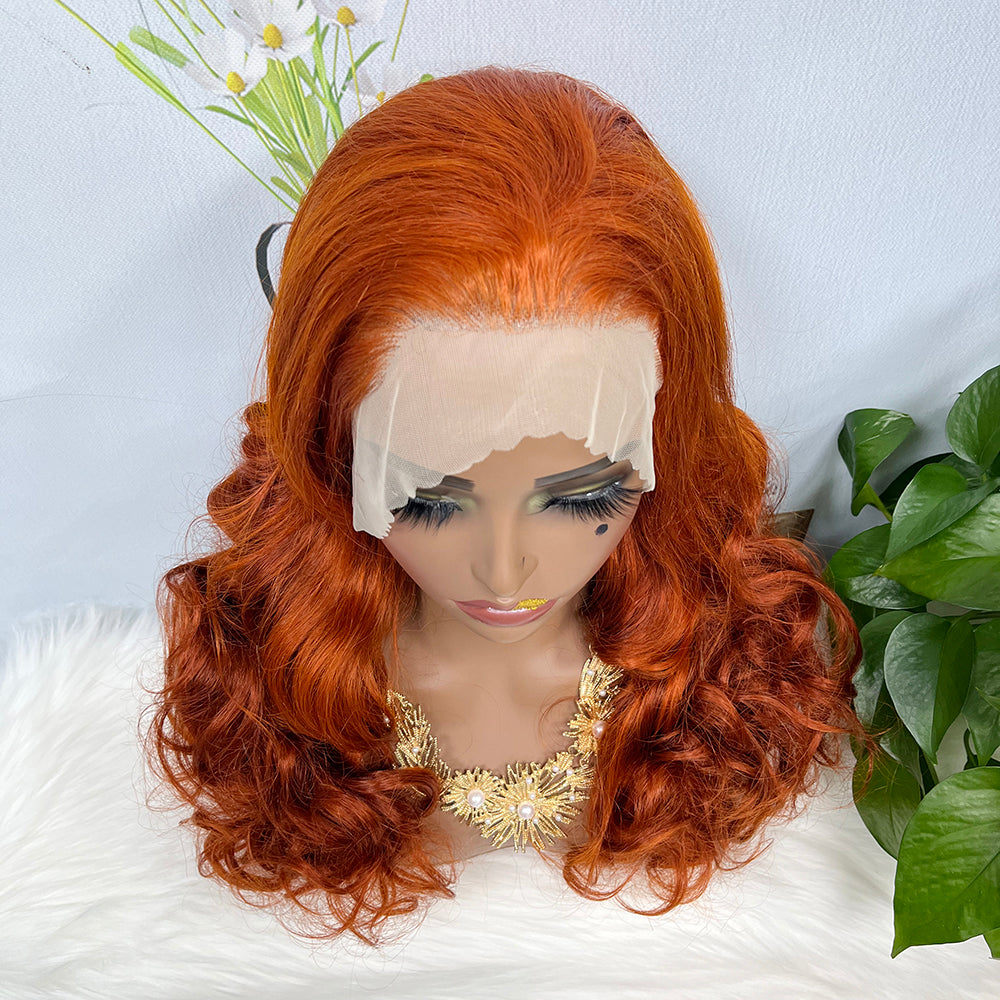 Double Drawn 13*4 Lace Wig Loose Wave Natural Human Hair Lace Wig Color 350# 300% Density