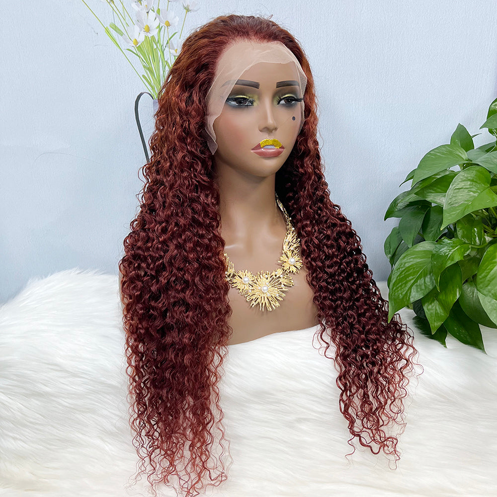 13*4 Lace Wig Water Wave Natural Human Hair Lace Wigs Color 33# 200% Density