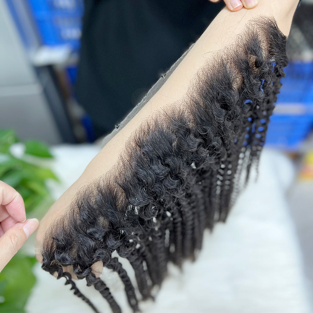 13*4 HD Lace Frontal Kinky Curl 100% Natural Human Hair Natural Color 12"-26"