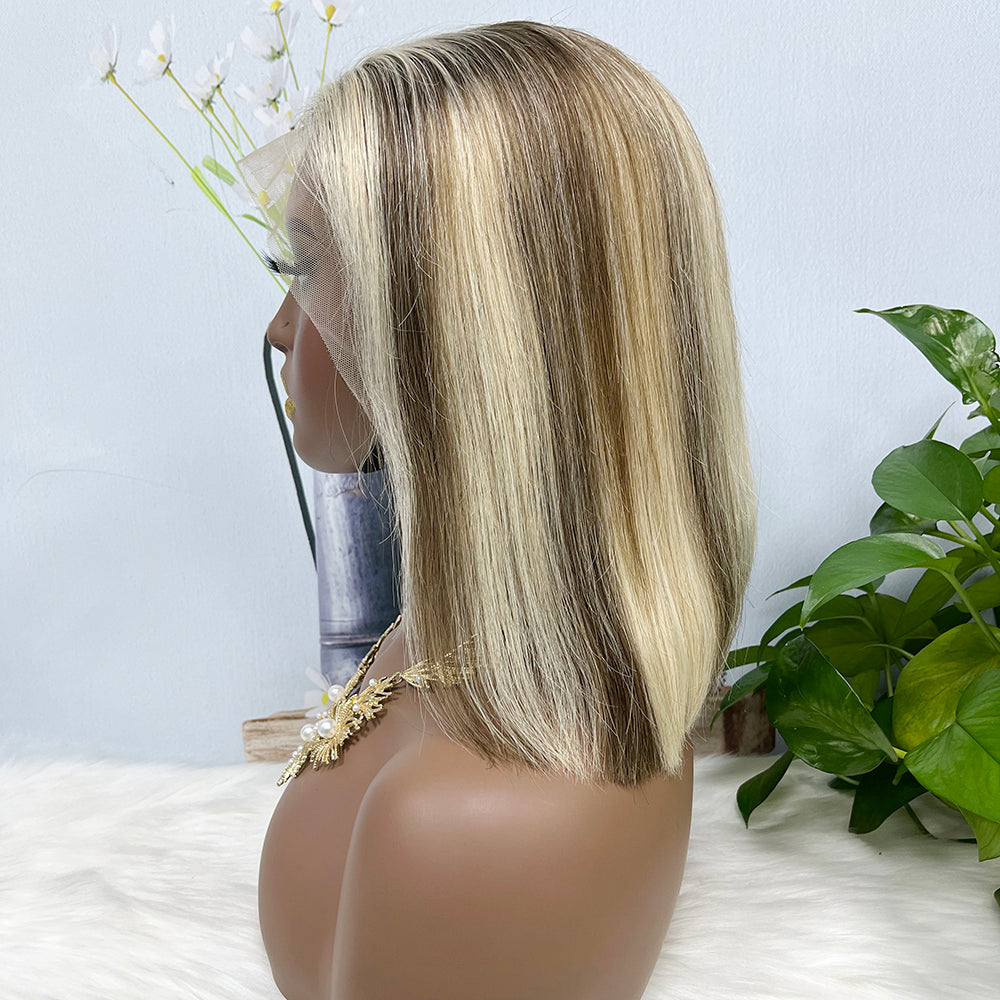 13*4 BoB Wig Perruques droites Couleur P8/613# Densité 200%