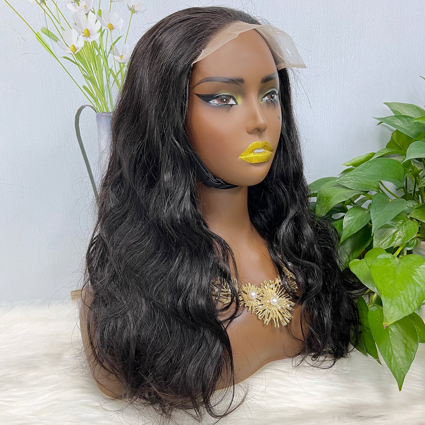 6*6 Lace Wig Natural Wave Natural Virgin Human Hair Lace Wigs Color NC 350% Density