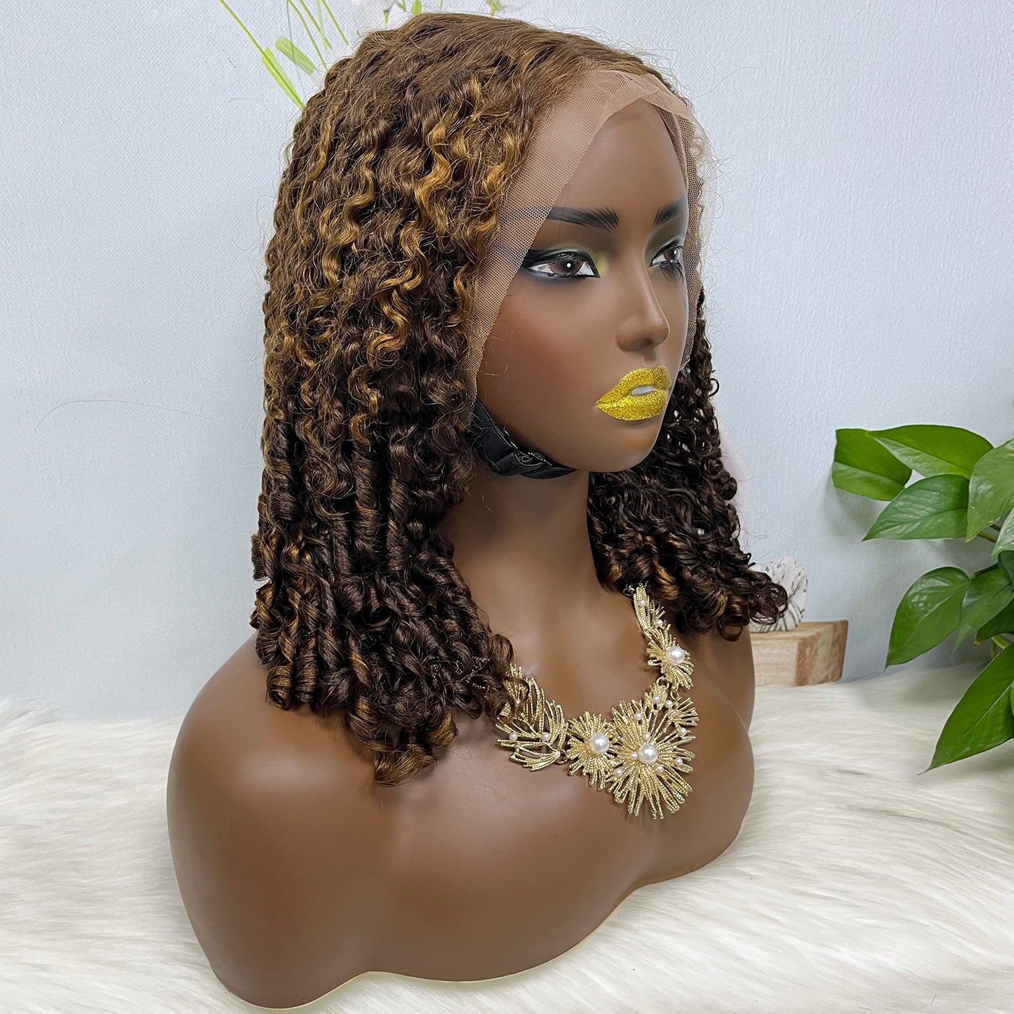 Double Drawn 13*4 Glueless Wig Magic Curl Natural Human Hair Wigs Piano Color P4/30