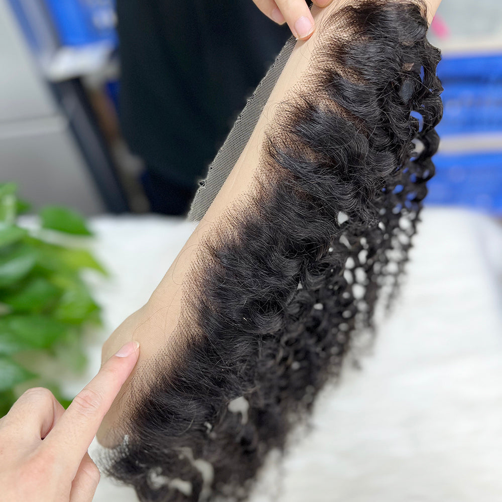 13*4 HD Lace Frontal Jerry Curl 100% Natural Human Hair Natural Color 10"-26"