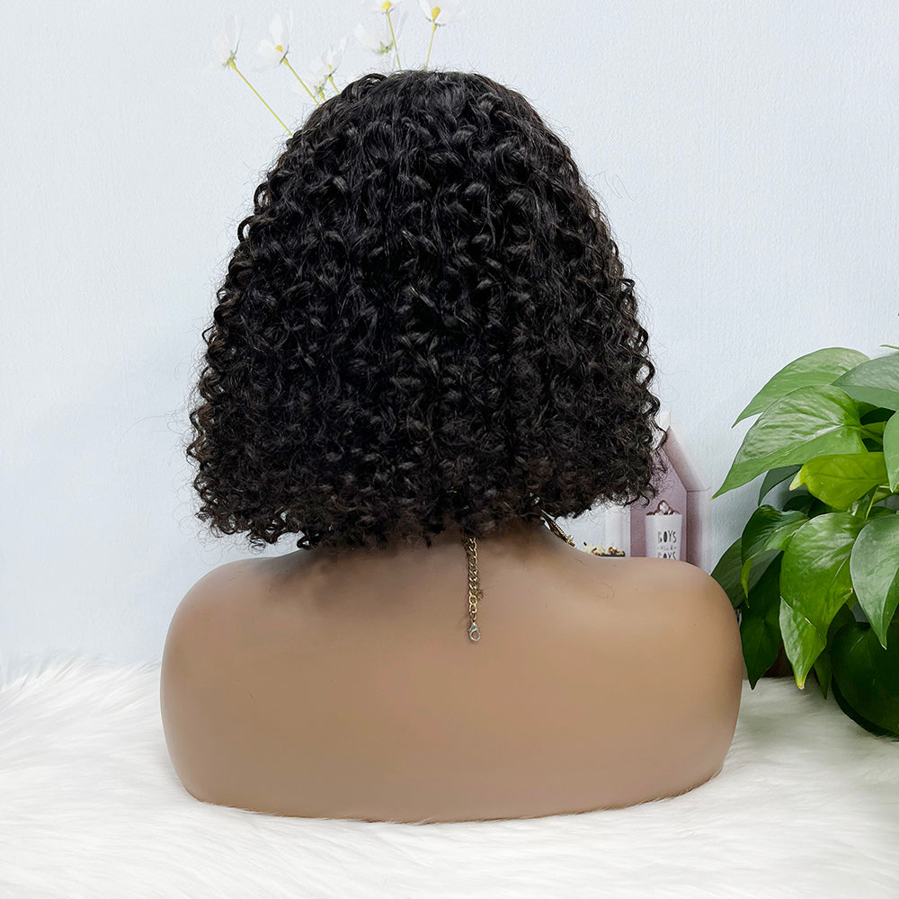 5*5 HD Lace Wig Jerry Curl Natural Human Hair Lace Wigs Color NC 250% Density 12inch