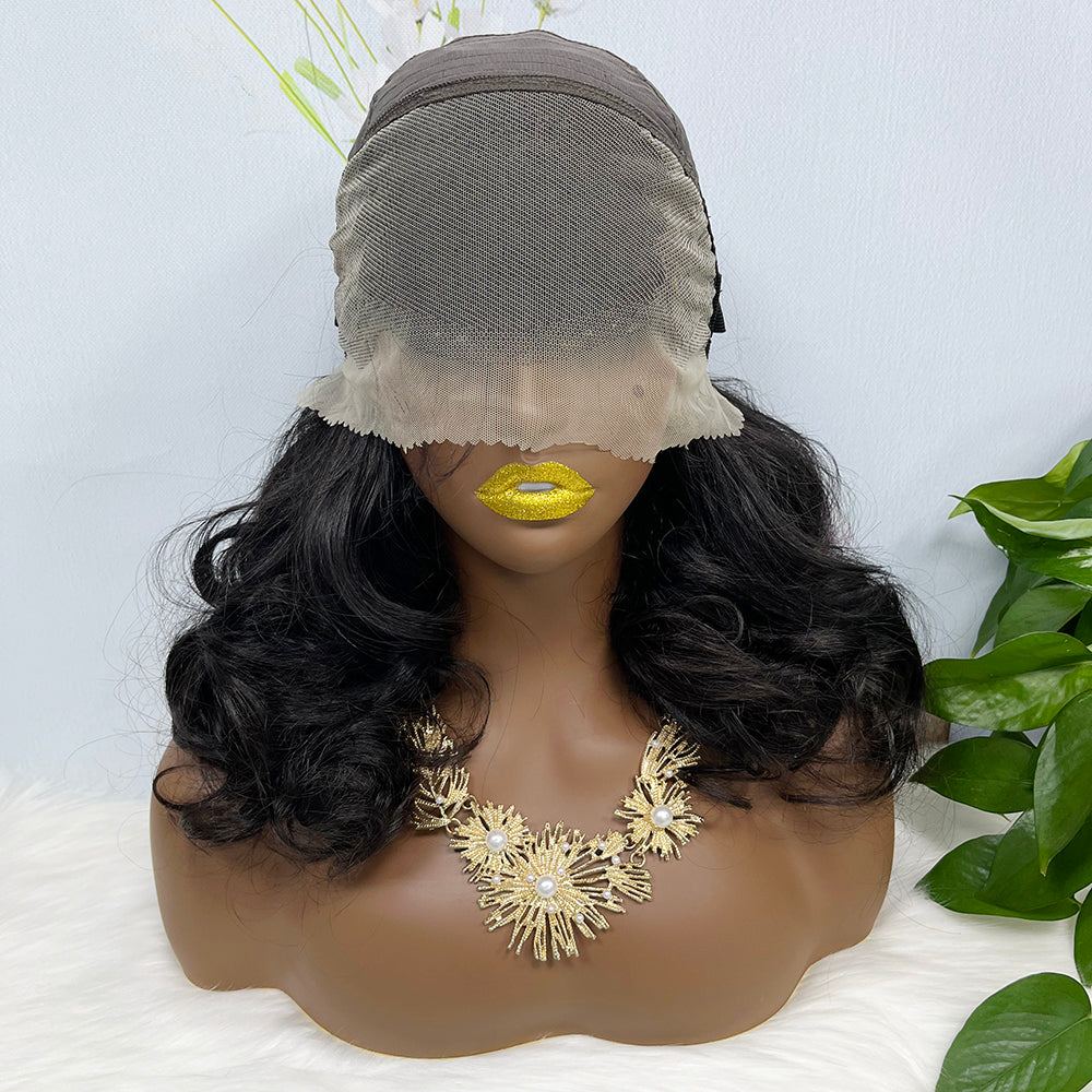Double Drawn 13*4 Lace Wig Loose Wave Natural Human Hair Lace Wig Color NC 300% Density