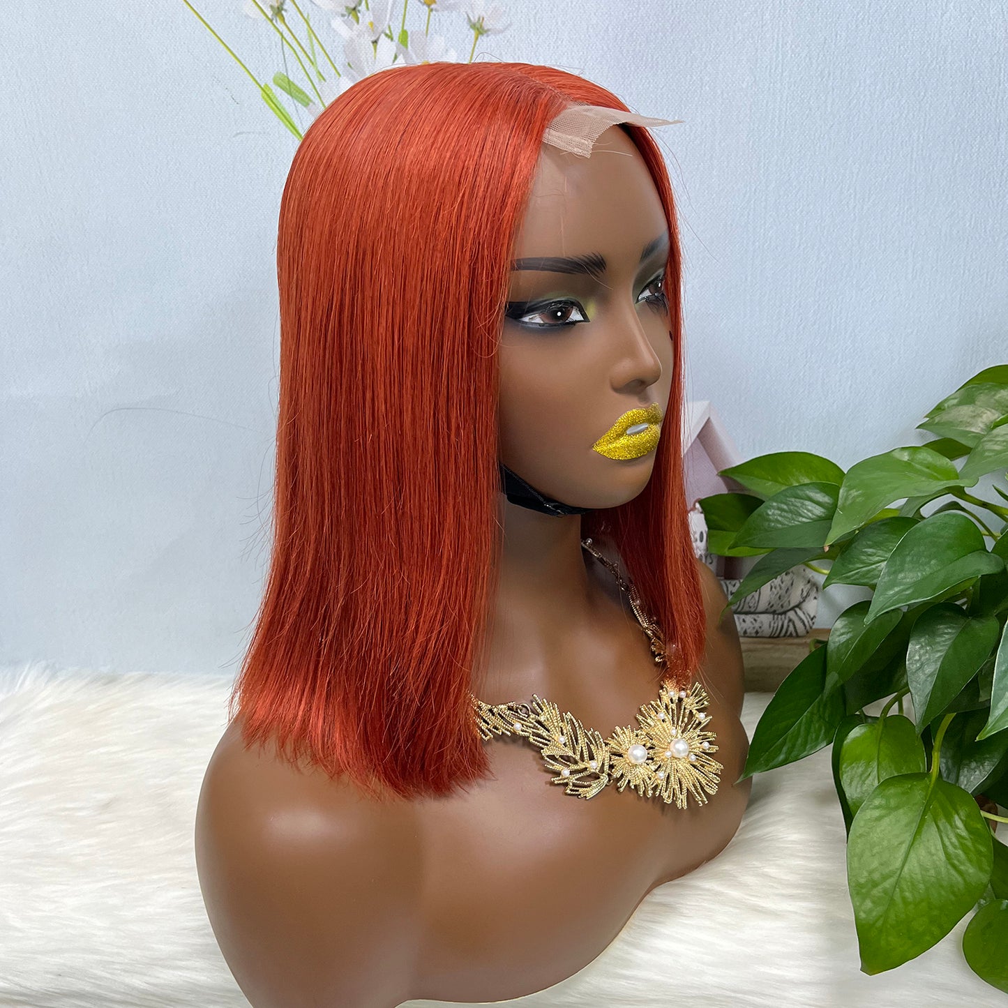 Super Double Drawn 2*6 Lace Bob Wig Human Hair Lace Wig Color 350# Straight