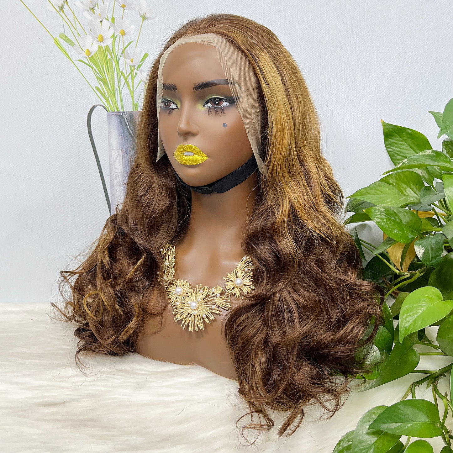 Double Drawn 13*4 GluelessLace Wig Romance Curl Natural Human Hair Lace Wigs Piano Color P4/30 20"