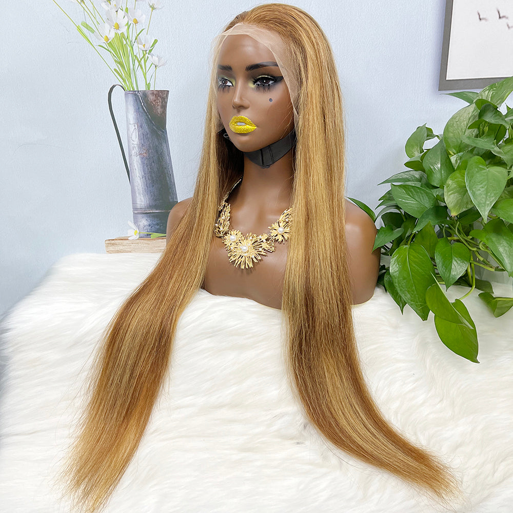 13*4 Lace Wig Straight Natural Virgin Human Hair Lace Wigs Color P4/27#