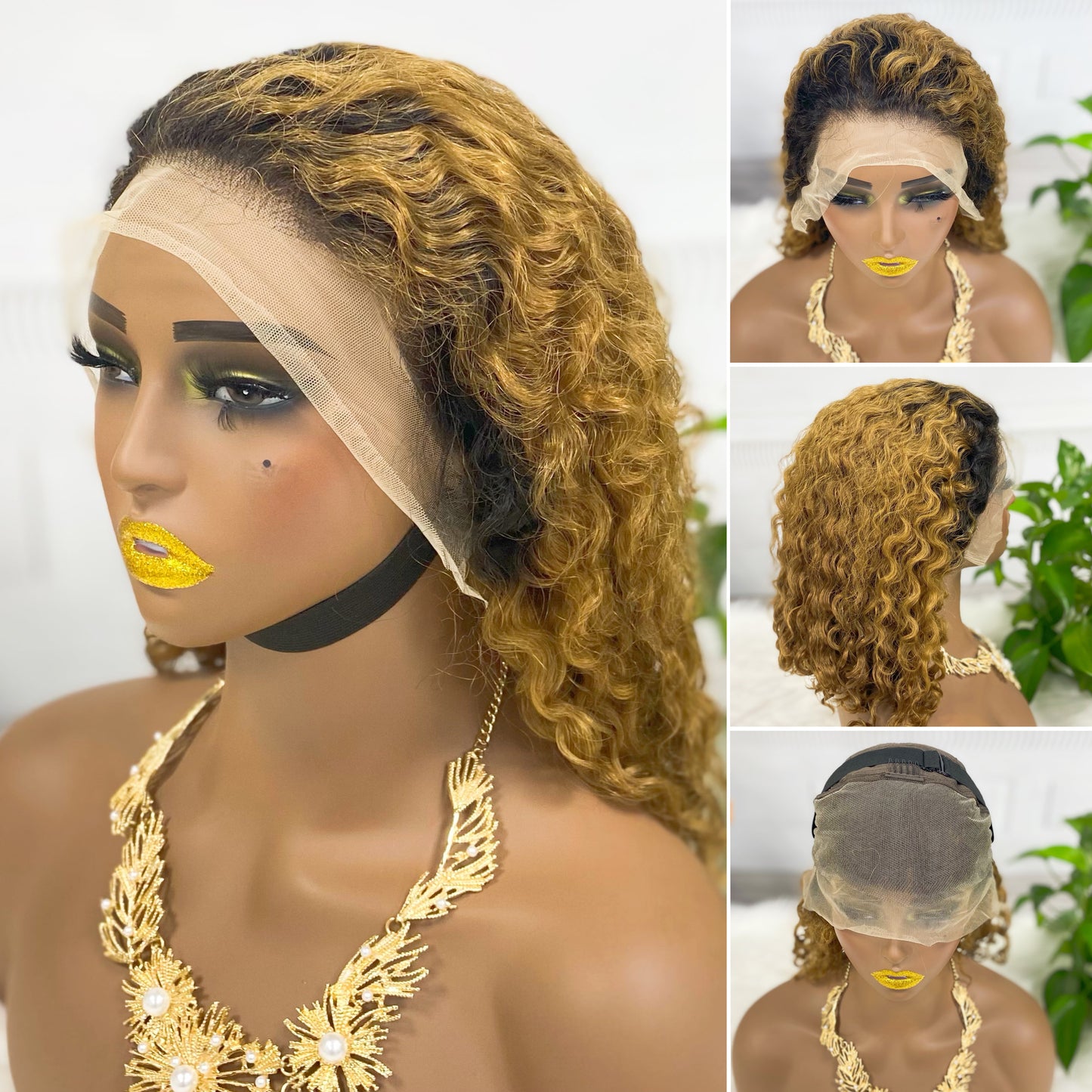 13*4 BoB Wig Water Wave Wigs Color T1B/30# 250% Density