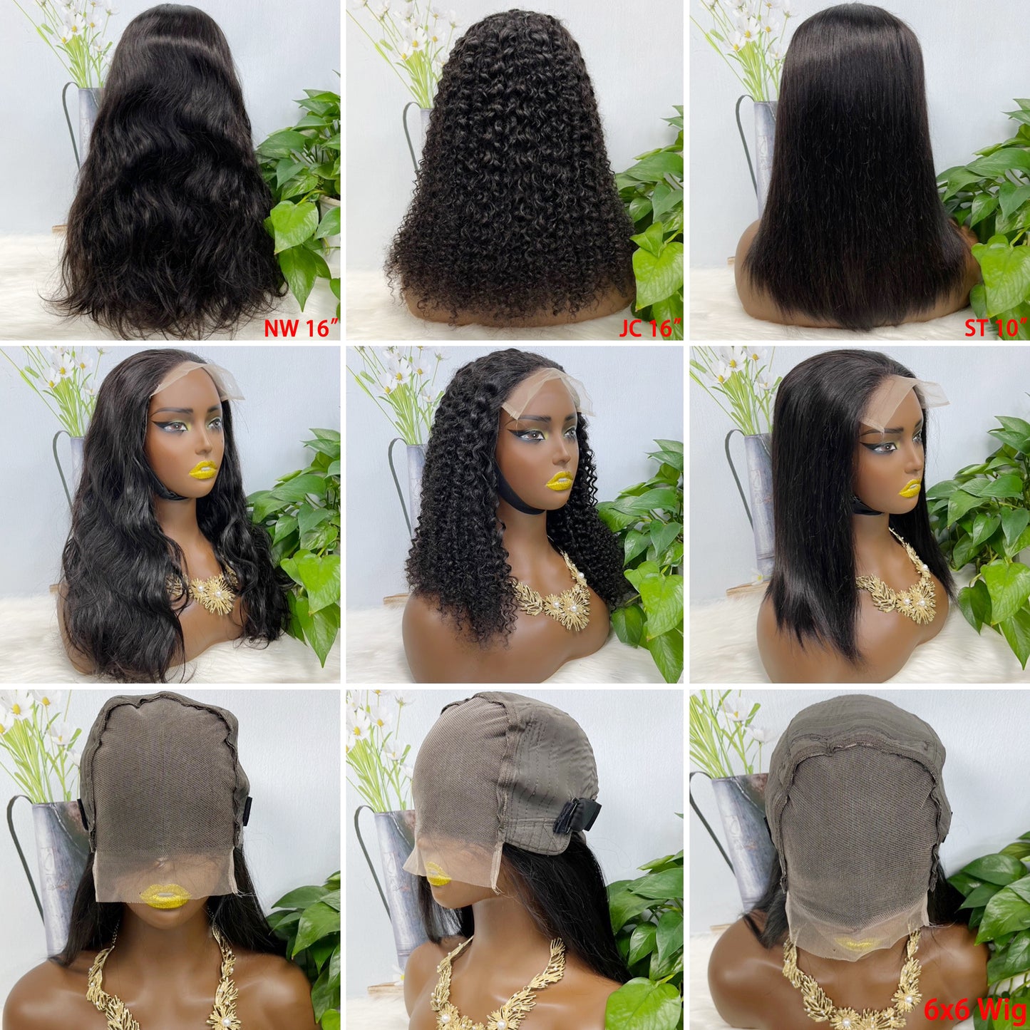 6*6 Lace Wig Jerry Curl Natural Virgin Human Hair Lace Wigs Color NC 250% Density