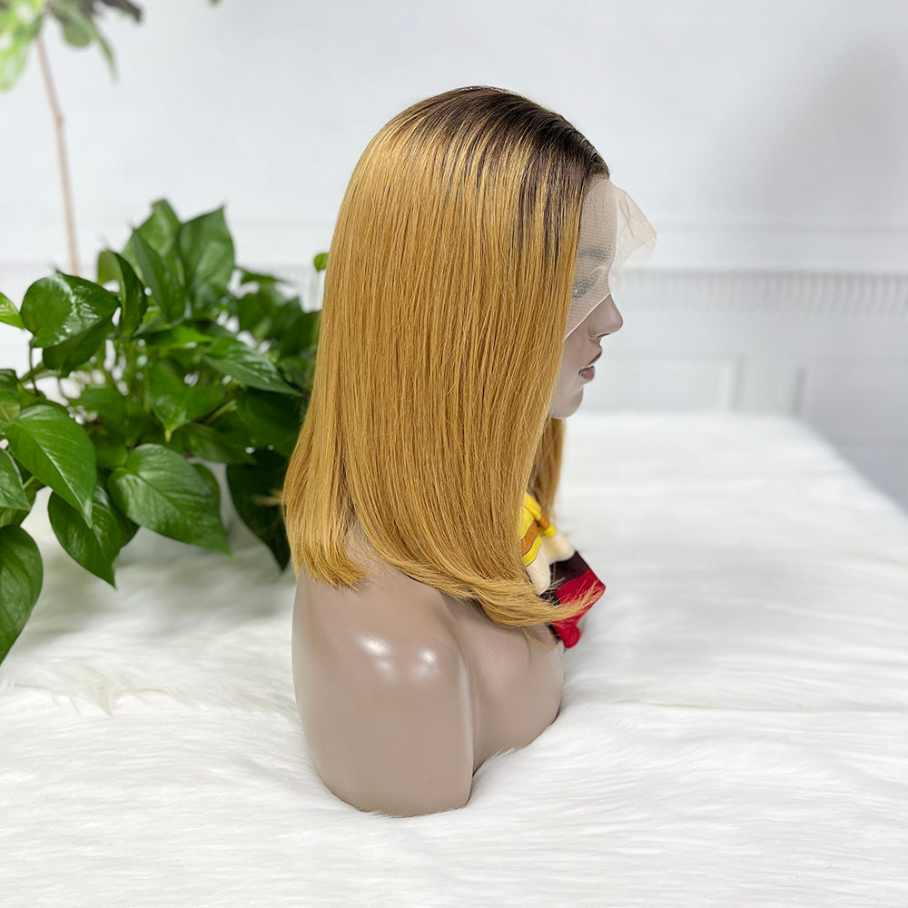 13*4 cheveux crus BoB perruque perruques droites couleur T4/30 # 200% densité