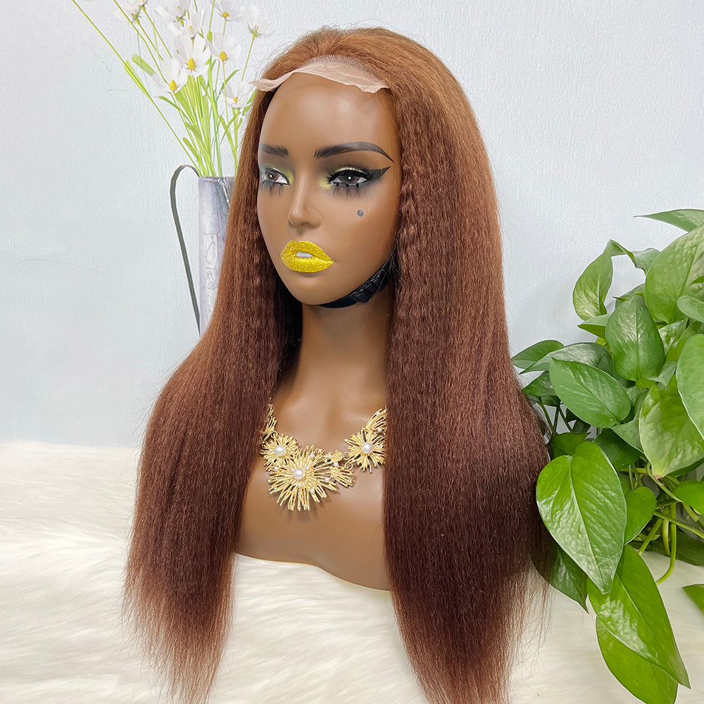 Perruque en dentelle 4*4 couleur droite 33 # 20 "perruque de cheveux humains naturels densité 250%