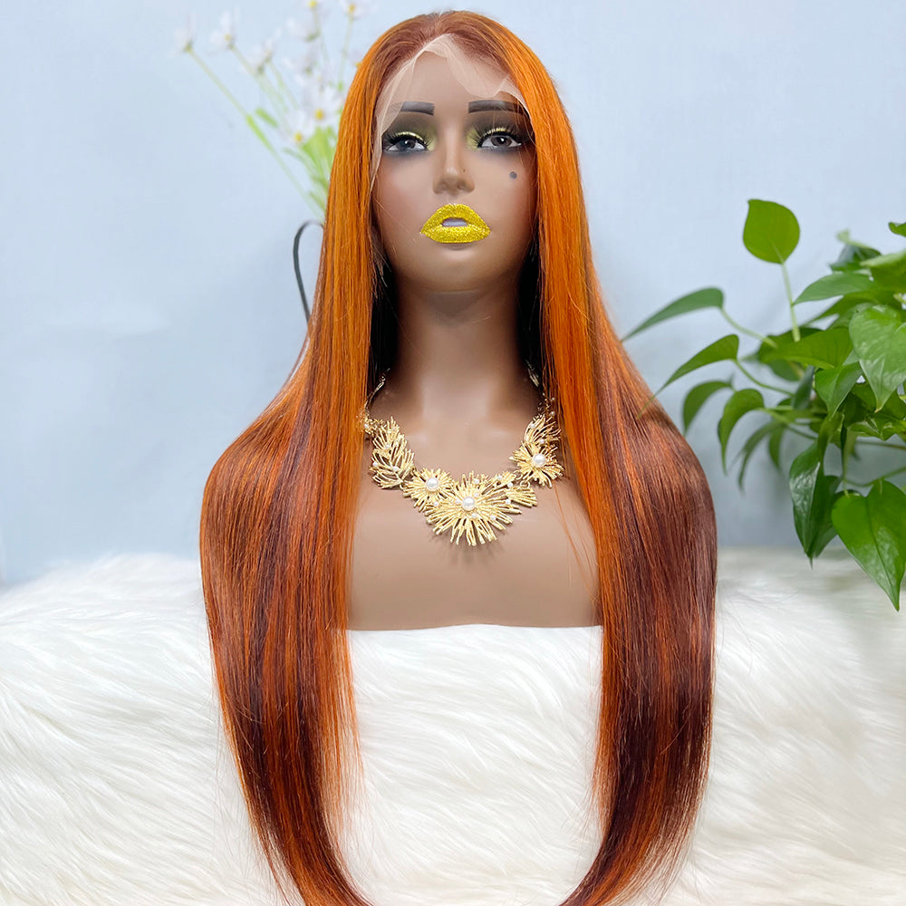 13*4 Lace Wig Straight Natural Virgin Human Hair Lace Wigs Color P4/350# 200% Density
