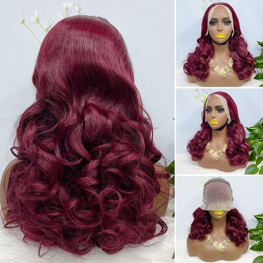 Double Drawn 13*4 Lace Wig Loose Wave Natural Human Hair Lace Wig Color T30/4# 300% Density