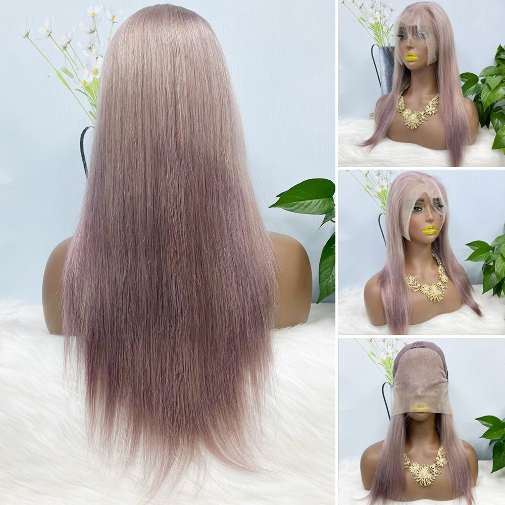 13*4 Lace Wig Straight Natural Virgin Human Hair Lace Wig Color Purple Gray 20inch