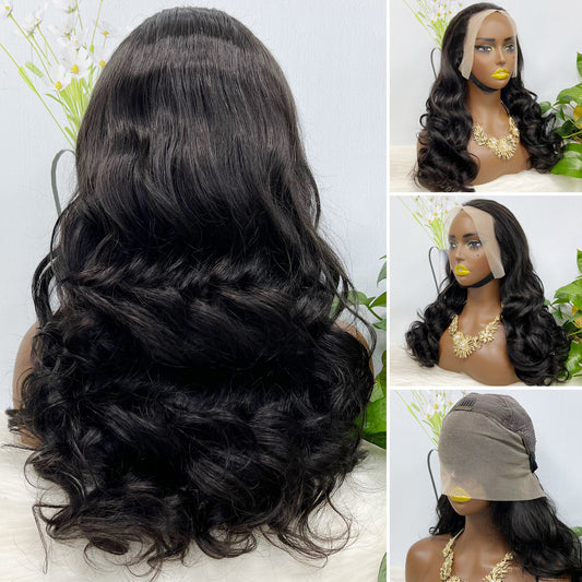 Double Drawn 13*4 GluelessLace Wig Romance Curl Natural Human Hair Lace Wigs Natural Color 20"