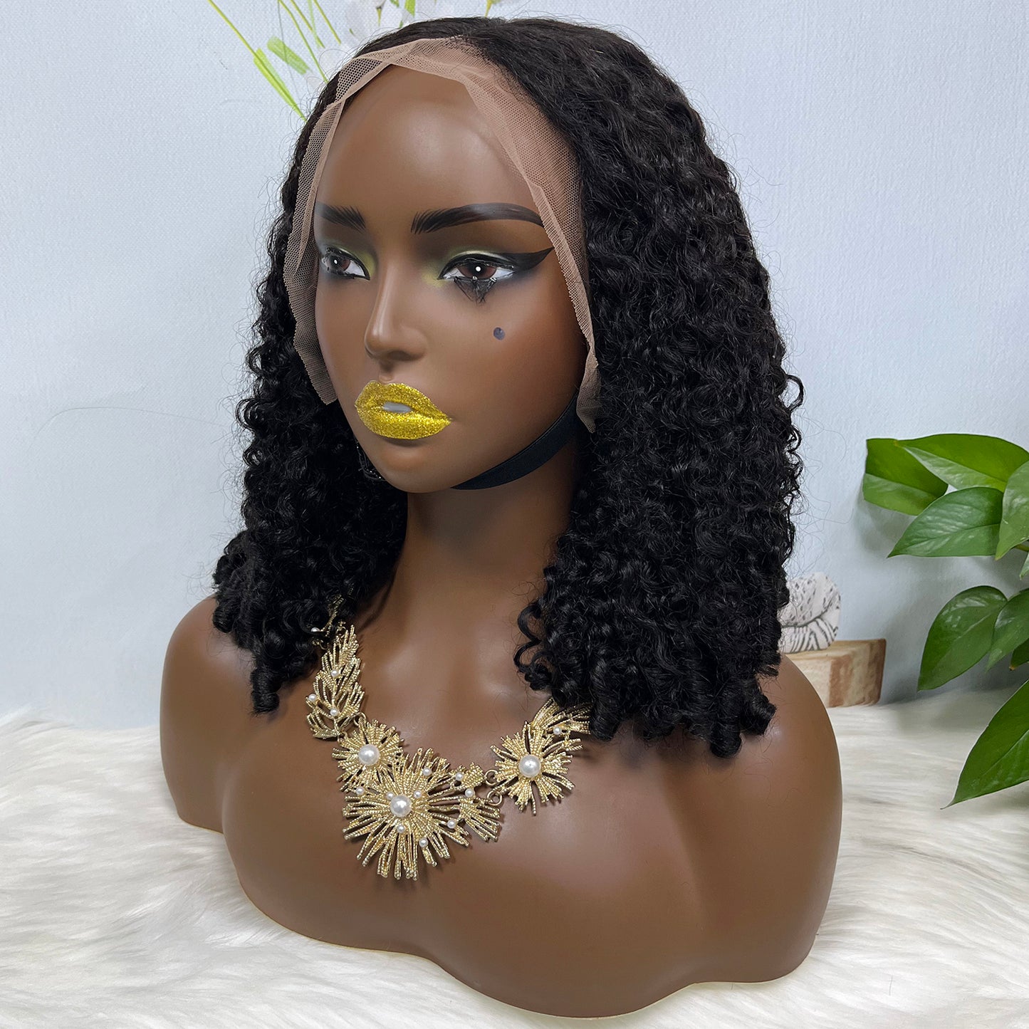 Double Drawn 13*4 Glueless Wig Magic Curl Natural Human Hair Wigs Natural Color
