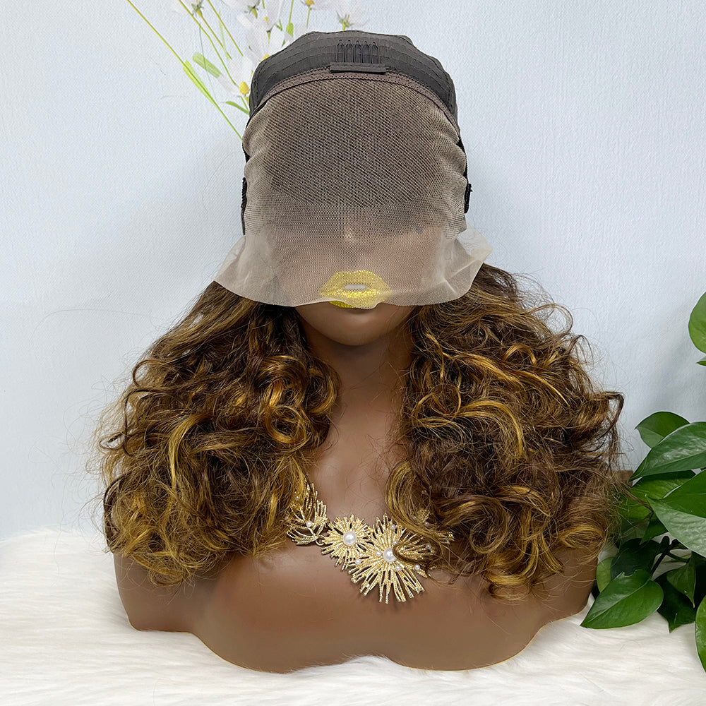 DD 13*4 Lace Wig Fumi Natural Human Hair Lace Wigs Color P4/27# 250% Density