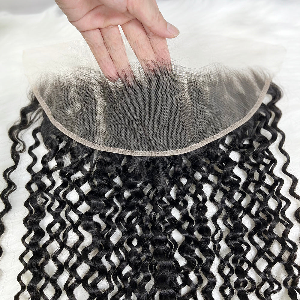 13*4 HD Lace Frontal Water Wave 100% Natural Human Hair Natural Color 12"-26"
