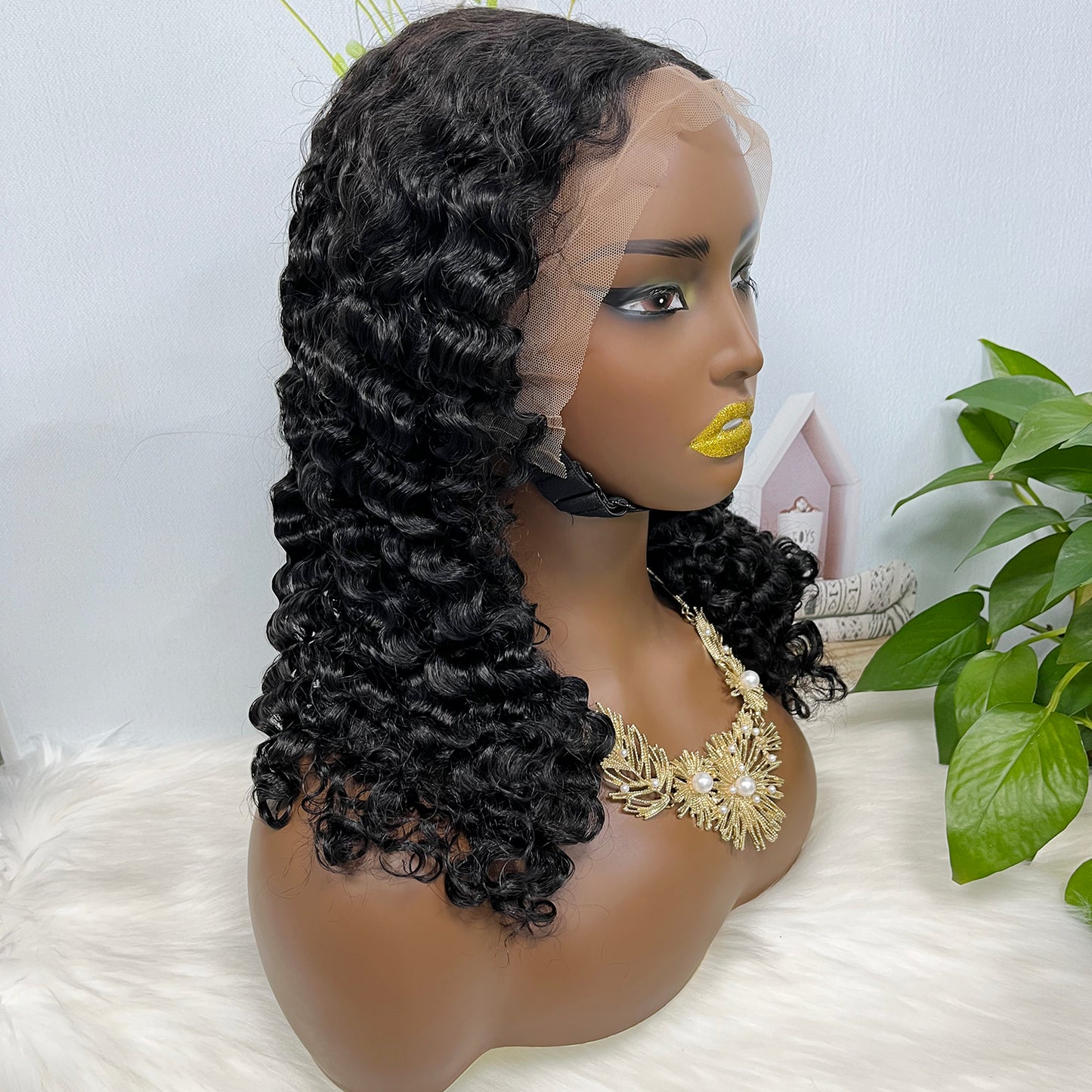 Double Drawn 13*4 Glueless Wig Burmese Curl Human Hair Wigs Natural Color 250% Densisty
